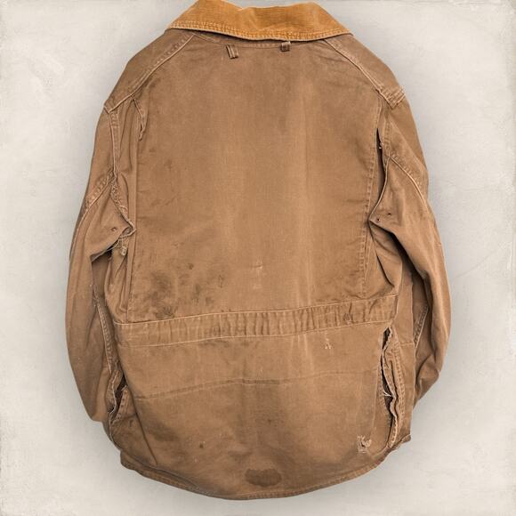 Vtg 70s SafTBak Canvas Field Barn Jacket Hunting Tan Gorpcore Chore Coat Large - Picture 2 of 8